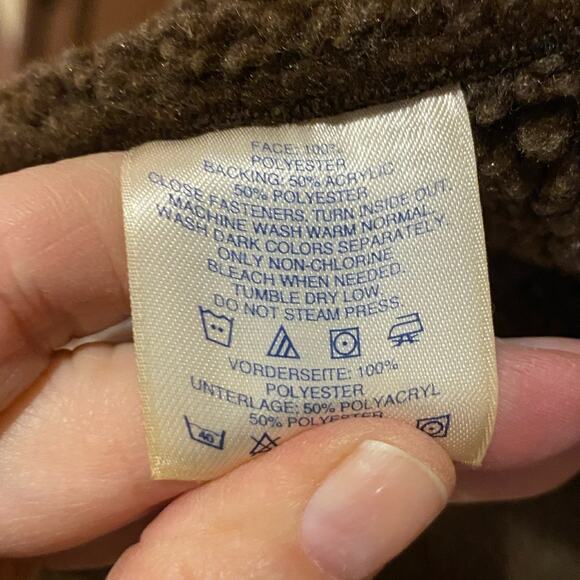 Lands End Brown Faux Shearling Overcoat Medium Petite. - Picture 4 of 5